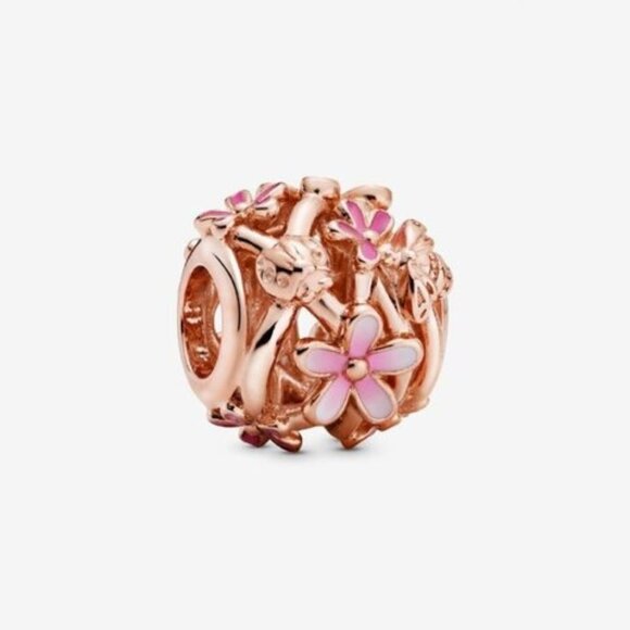Pandora Openwork Pink Daisy Flower Charm - Picture 1 of 2